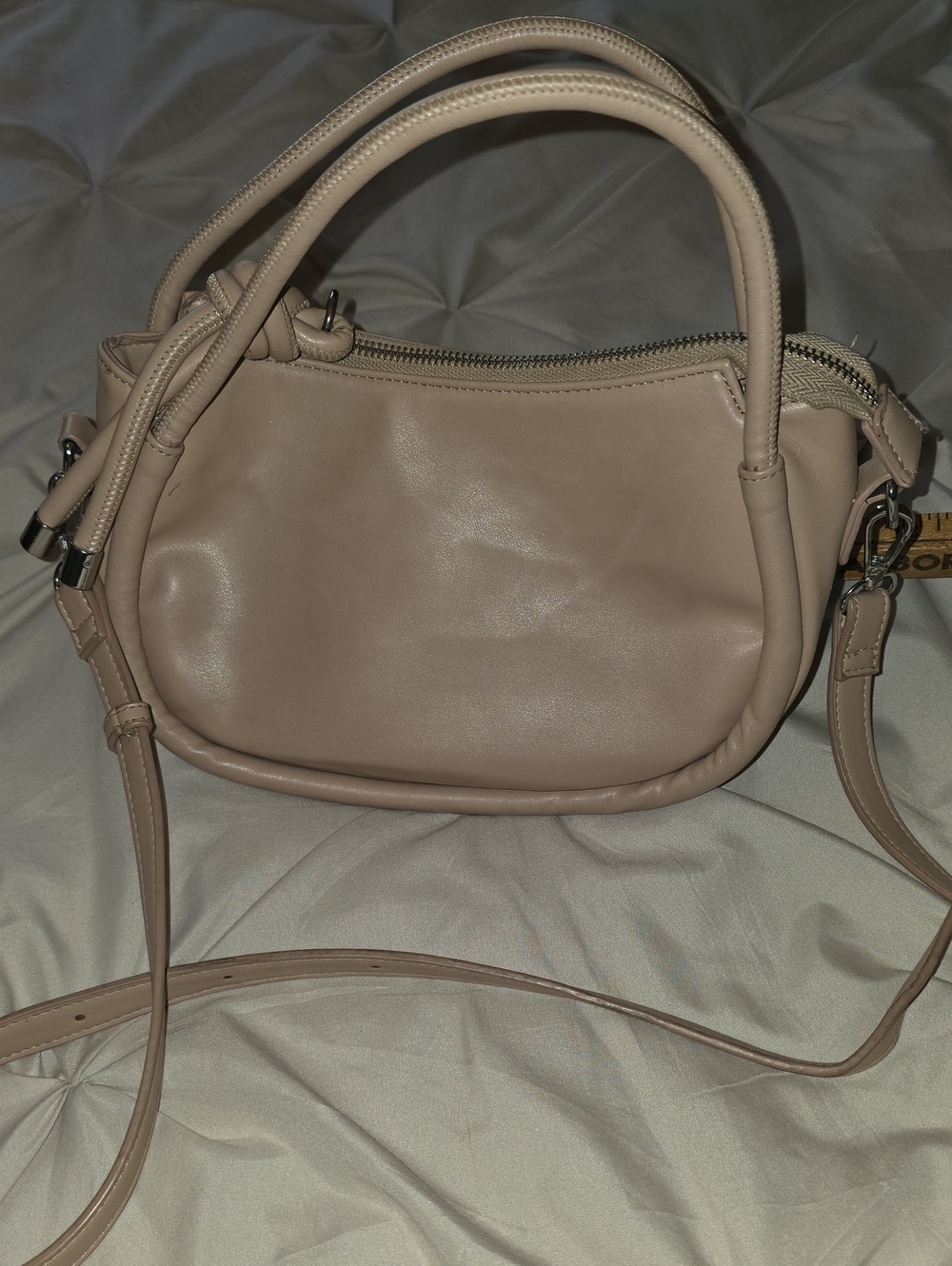 Neutral Beige Crossbody Bag with Top Handles - Women
